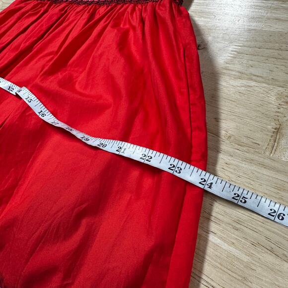 Cara Cara Smocked Midi Dress Red Women's Size Medium 100% Cotton NWOT FLAW - Picture 8 of 9